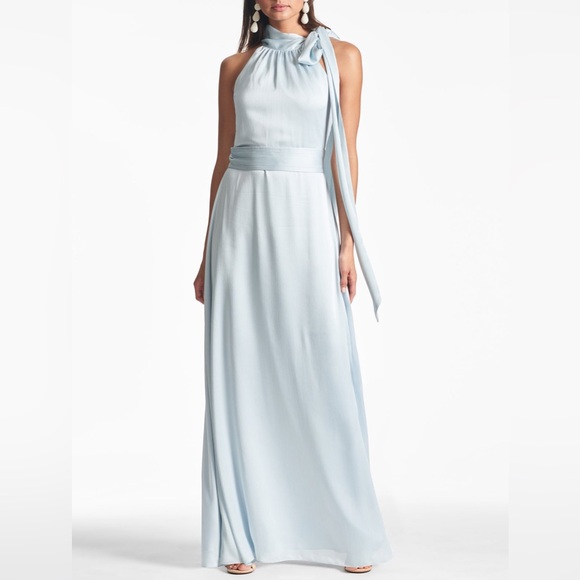Sachin + Babi Dresses & Skirts - Sachin & Babi Kayla Tie Neck Maxi Crinkle Dress, Ice Blue
